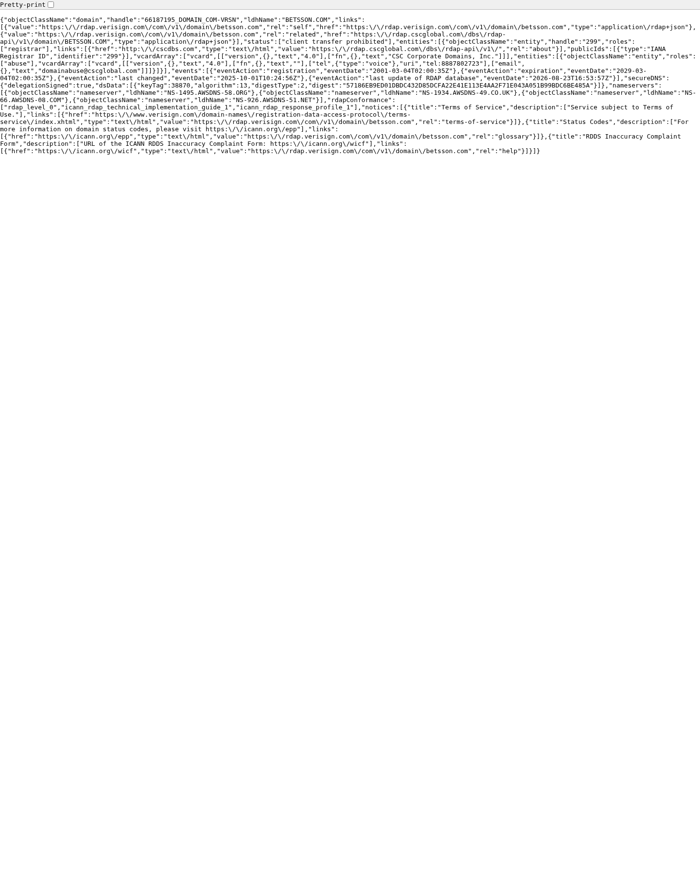 betsson.com-ის ბრენდის მიერ კონტროლირებული ინფორმაციის თარიღიანი ასლი